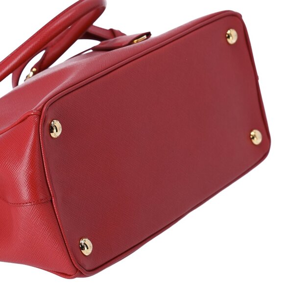 PRADA Saffiano Small Satchel Shoulder Bag Red Leather - Picture 5 of 8